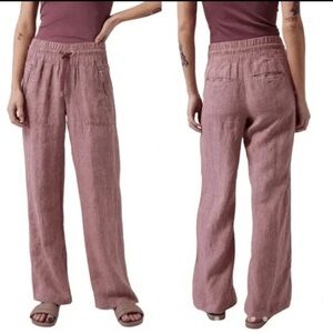 ATHLETA Cabo Pink Linen
Drawstring Wide Leg Pants Tawny Orchid Rose
Size 12